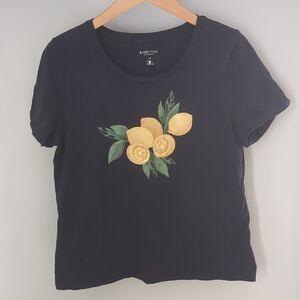 Essentials Navy T-Shirt with Yellow Lemon Print